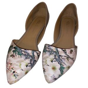 CL by LAUNDRY Dress Flats Botanical Slip On Floral/WHT SZ 7-1/2M